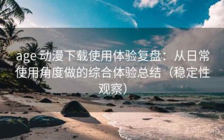age 动漫下载使用体验复盘：从日常使用角度做的综合体验总结（稳定性观察）