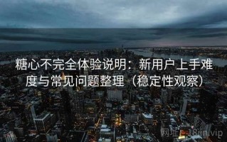 糖心不完全体验说明：新用户上手难度与常见问题整理（稳定性观察）