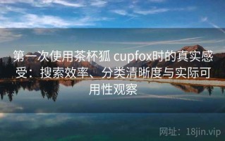 第一次使用茶杯狐 cupfox时的真实感受：搜索效率、分类清晰度与实际可用性观察