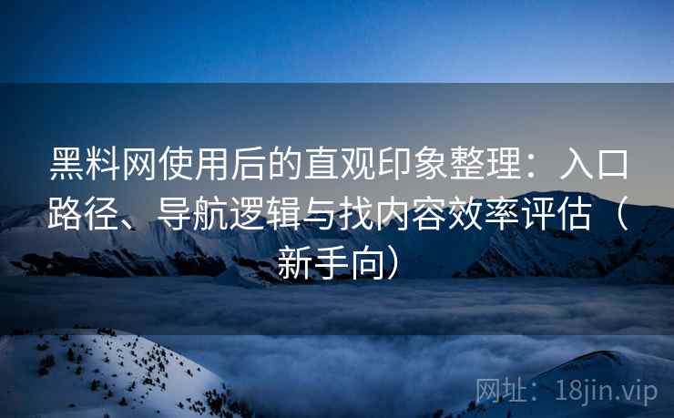 黑料网使用后的直观印象整理：入口路径、导航逻辑与找内容效率评估（新手向）-第2张图片